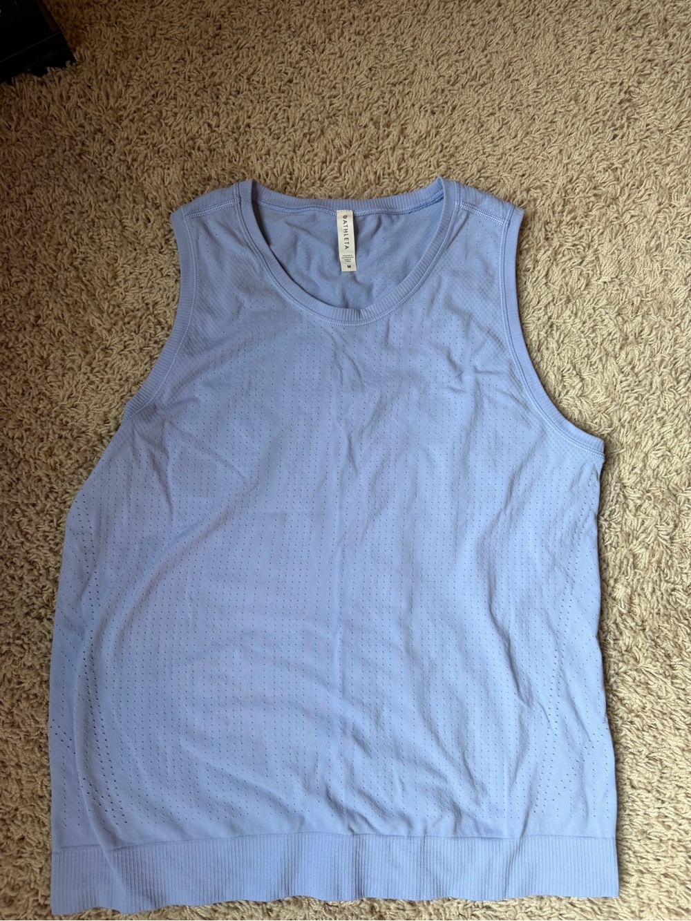 Athleta Perforated Light Blue Sleeveless Tank